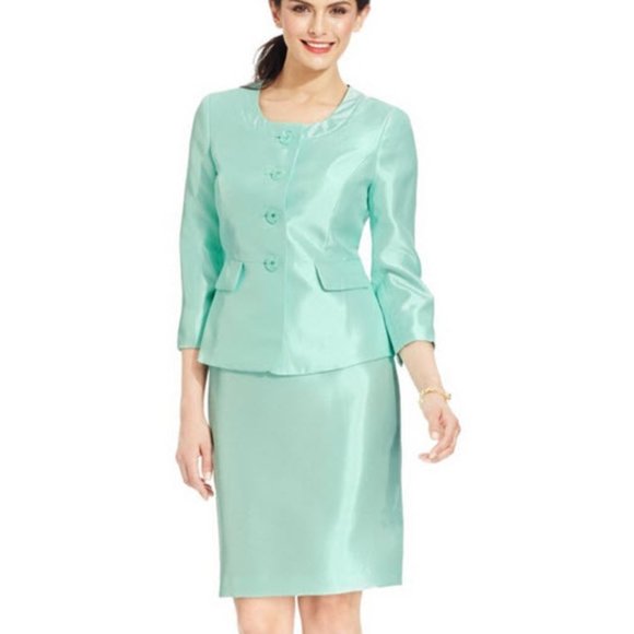 Le Suit Hamptons Mint Green Skirt & Blazer set - Picture 2 of 10
